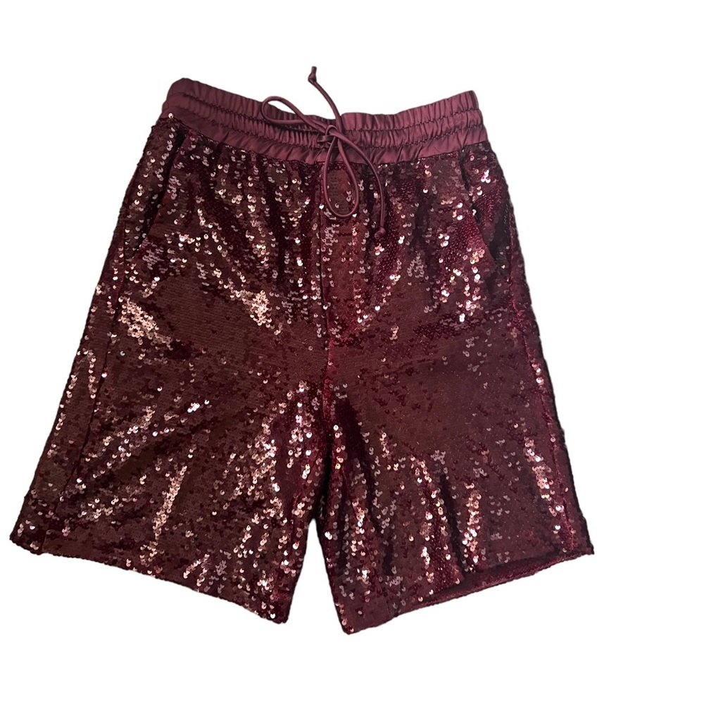 Zara High Waisted Sequin Shorts Burgundy Size XS - Picture 9 of 11